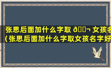 张思后面加什么字取 🐬 女孩名（张思后面加什么字取女孩名字好听）